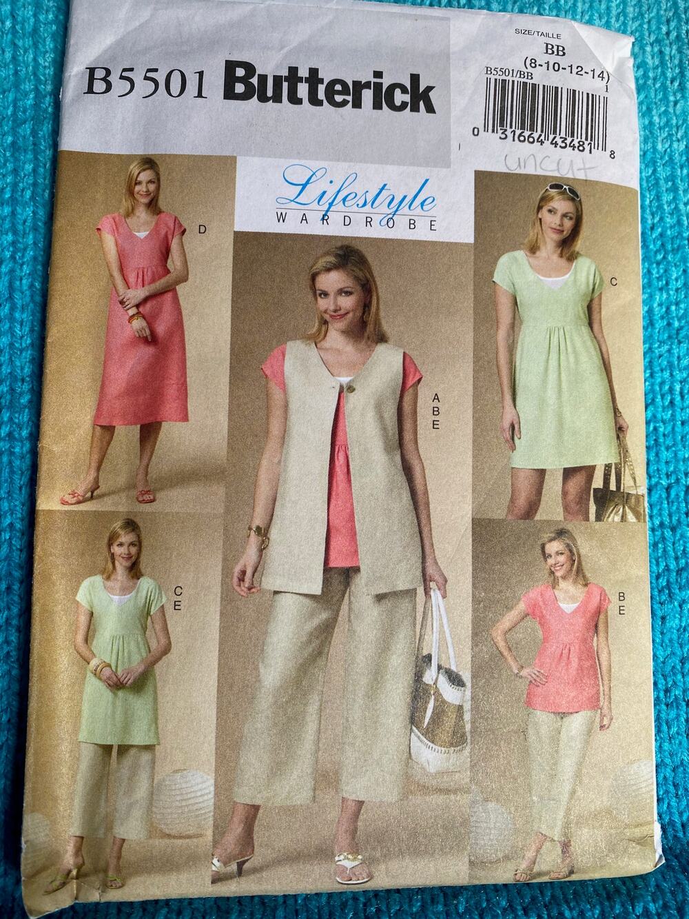 Butterick Sewing pattern 5501 top pants dress vest sz 8 10 12 14